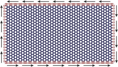 Finite-element model of the anisogrid lattice plate under shear loading with moving clamped edges