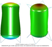 Example 9, Slide 22: Two views of the third vibration mode from the STAGS model.