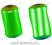Example 9, Slide 23: Two views of the seventh vibration mode from the STAGS model.