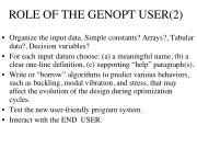 Role of the GENOPT user (2 of 2 slides)