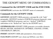 The GENOPT menu of commands (1 of 3 slides)
