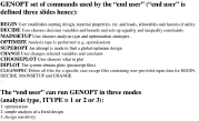 GENOPT commands given by the 