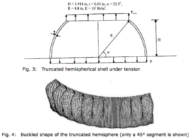 Buckling of axisymmetric spherical segment under uniform axial tension