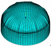 Post-buckling of an internally pressurized torispherical pressure vessel head from ANSYS finite element model