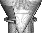 Predicted post-buckling configuration for the flaring process of a long tube obtained by an axisymmetric finite element analysis