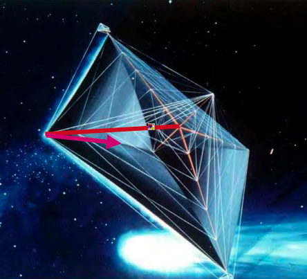 Solar sail held in tension by slender struts that may buckle and defrom well into the postbuckling regime