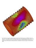 STAGS model of collapse of the optimized, imperfect, externally T-ring and T-stringer stiffened cylindrical shell under combined loads, Nx, Ny, Nxy, p