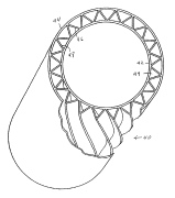Sandwich cylindrical shell with spiraling truss core