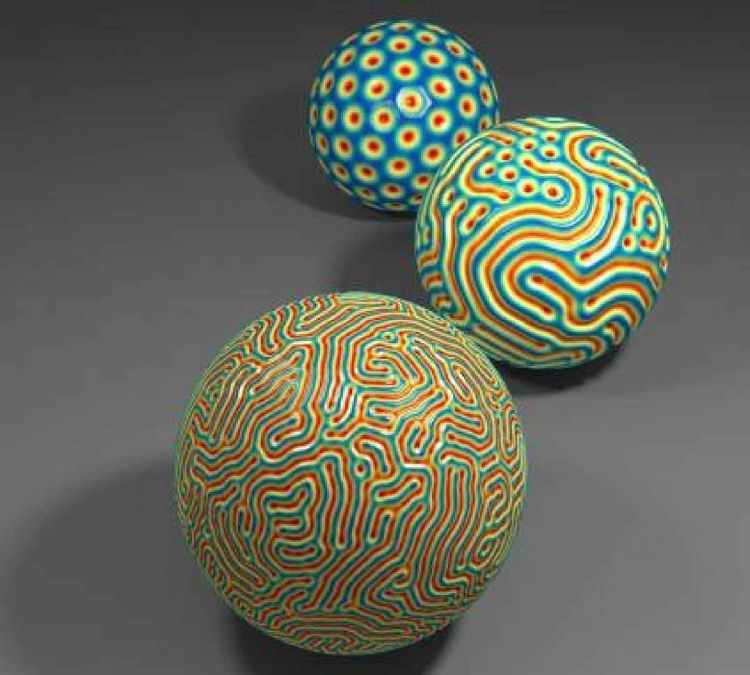 Surface wrinkling on spheres (see: http://www.popsci.com/unified-theory-how-soft-curved-things-wrinkle. Picture by Norbert Stoop.)