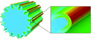 Surface wrinkling and folding of core-shell soft cylinders