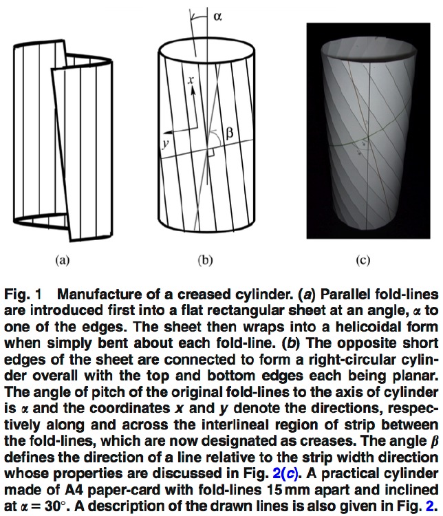How to make a helicoidally creased cylindrical shell