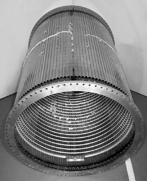 A large corrugated and internally ring-stiffened cylindrical shell to be tested in the rig shown two slides ago