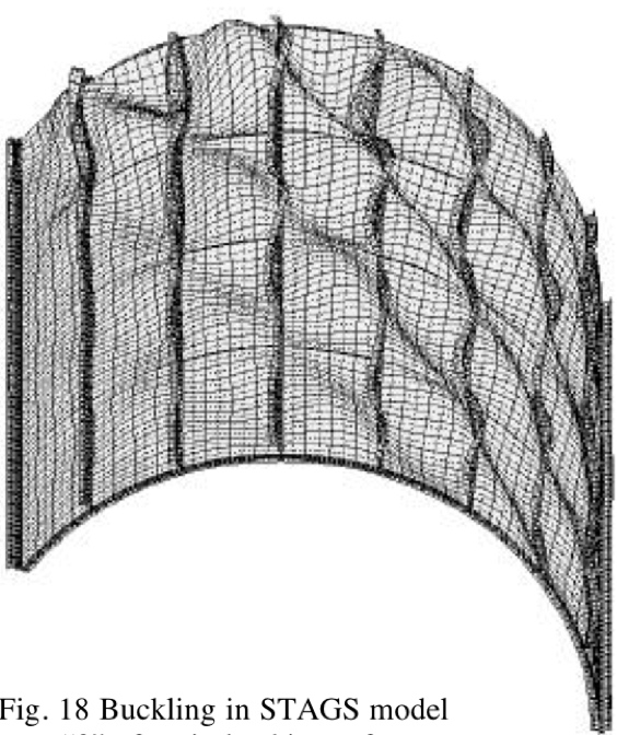 Buckling under combined axial compression and in-plane shear of an optimized Z-stiffened cylindrical shell with internal rings and external stringers