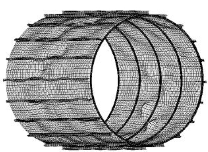 Nonlinear collapse of the imperfect T-stiffened shell shown in the previous slide