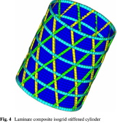 Optimization of axially compressed laminated composite isogrid-stiffened cylindrical shell