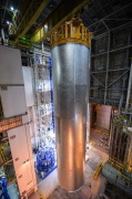 NASA LH2 Qualification Tank for the Space Launch System (SLS) is prepared for testing