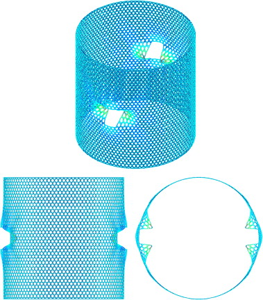 Buckling of axially compressed lattice cylindrical shell with cutouts