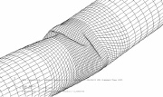 Finite element model of local buckling and post-local buckling of a long pressurized pipe in bending
