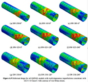 Post-buckling  deformations of spirally welded cylindrical shells