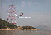 Electric transmission tower with Concrete-Filled Steel Tubes (CFST)