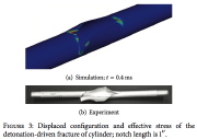 Dynamic fracture of a notched cylindrical shell with an internal explosion