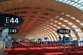 Interior view of part of Terminal 2E of the Charles de Gaulle International Airport after completion
