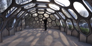Interior view of the Spaceplates greenhouse by architect Anne Romme