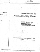 George Gerard, Introduction to structural stability theory, McGraw-Hill, 1962, 170 pages