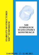 Katarzyna Kowal-Michalska & Radoslaw J. Mania (Editors), Proc. of the XIII-th Symposium on the Stability of Structures, Zakopane, 2012