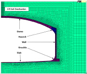 ANSYS finite element model of the Hanford domed shell in soil