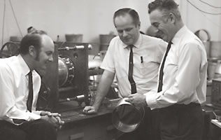 left-to-right: Charles Babcock, Johan Arbocz, Josef Singer at Cal Tech Guggenheim Lab in 1969