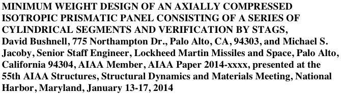 Example 11, Slide 1: Minimum weight design of an axially compressed isotropic prismatic panel consisting of a series of cylindrical segments and verif