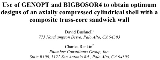 EXAMPLE 7, Slide 1: Optimization by GENOPT of an axially compressed cylindrical shell with a composite truss-core sandwich wall