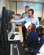 SBKF project: Andrew Lovejoy (seated, Mark Hilburger (center), Mike Roberts at NASA MSFC in 2009(?)