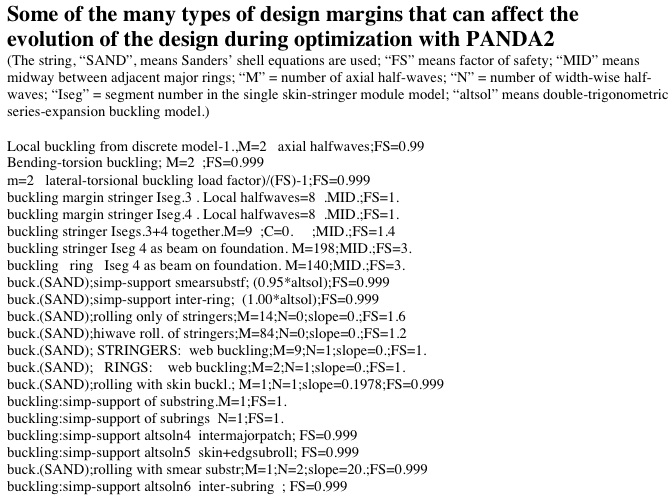 Some of the many design margins that can affect the evolution of the design during PANDA2 optimization cycles