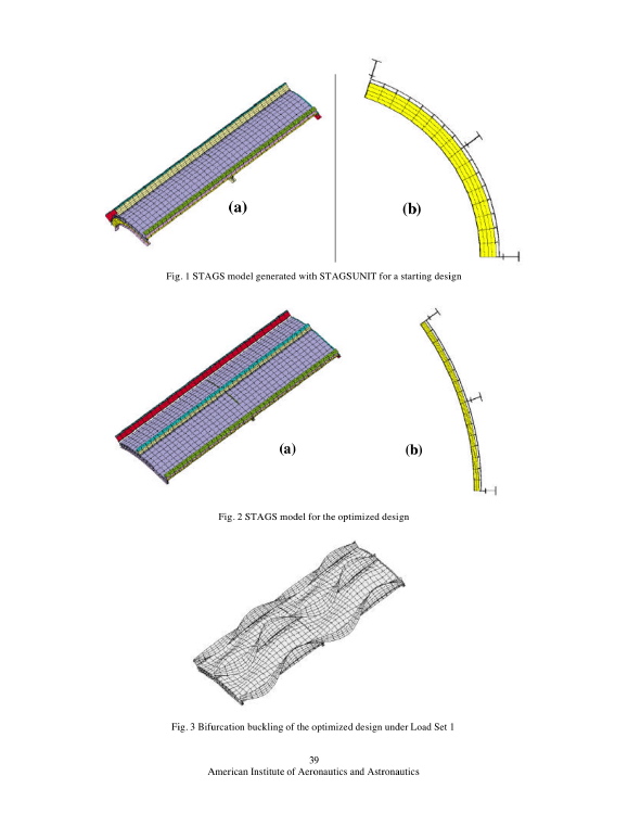 STAGS models of part of a ring and stringer stiffened cylindrical shell previously optimized by PANDA2 