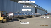 A long, ring-stiffened cylindrical tank for carrying hazardous liquid