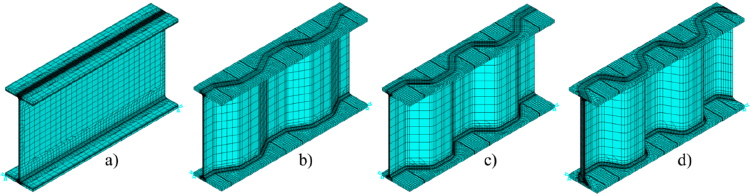 Finite element models of girder with various web cross section geometries