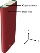 Axially compressed column: Steel tube with rounded ends and partially filled with concrete