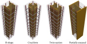 Concrete encased steel composite columns with different types of steel sections